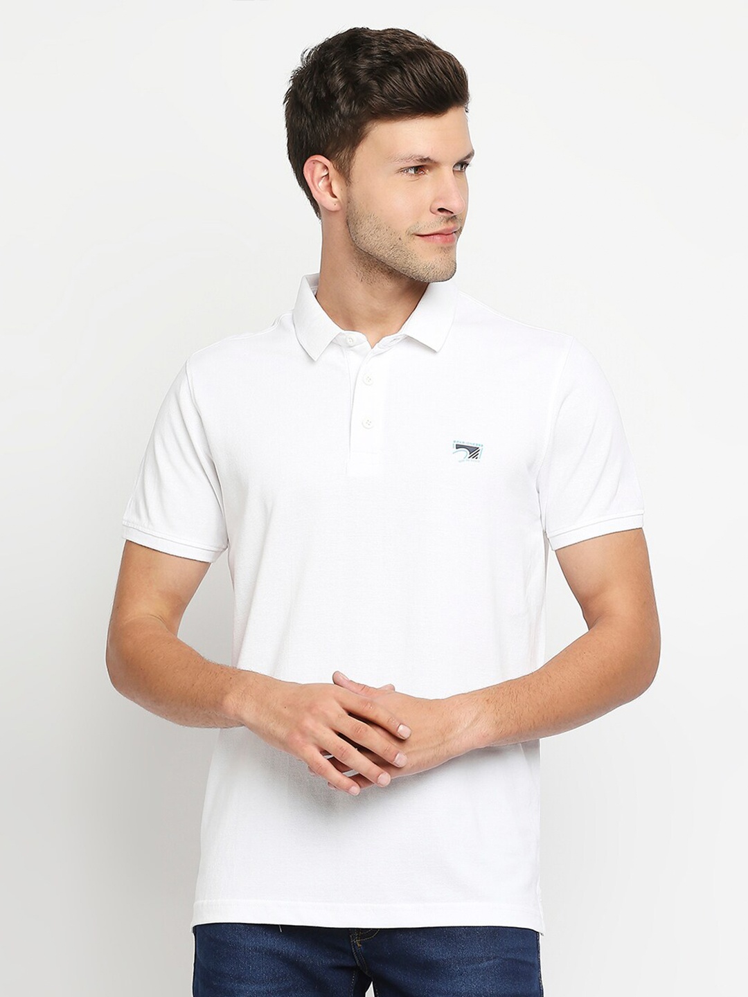 

SPYKAR Men White Polo Collar Slim Fit T-shirt