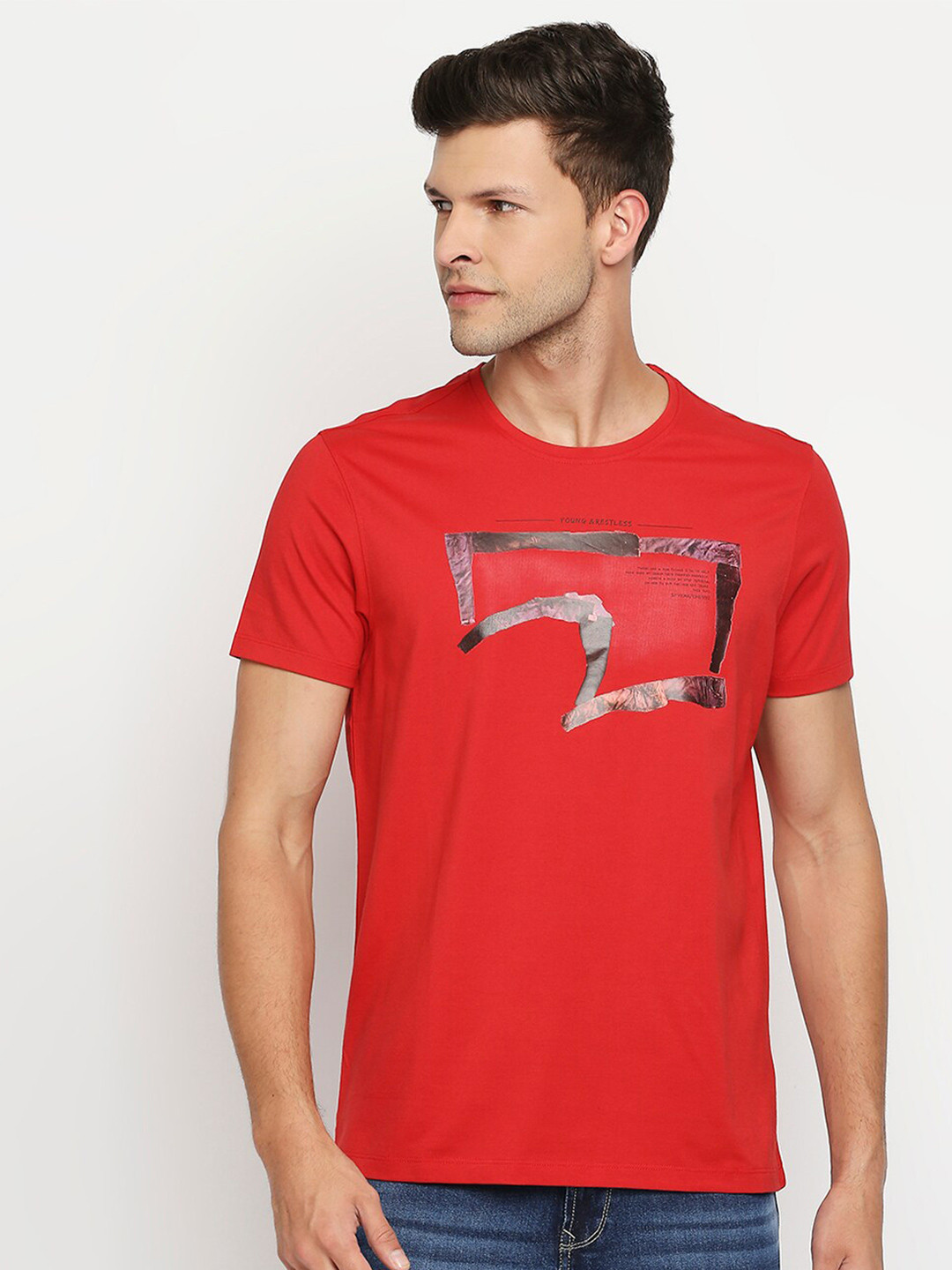 

SPYKAR Men Red & crimson Typography Printed Slim Fit T-shirt