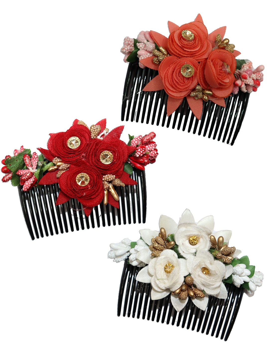 

VAGHBHATT Women Multicoloured Set of 3 Comb Pin, Multi
