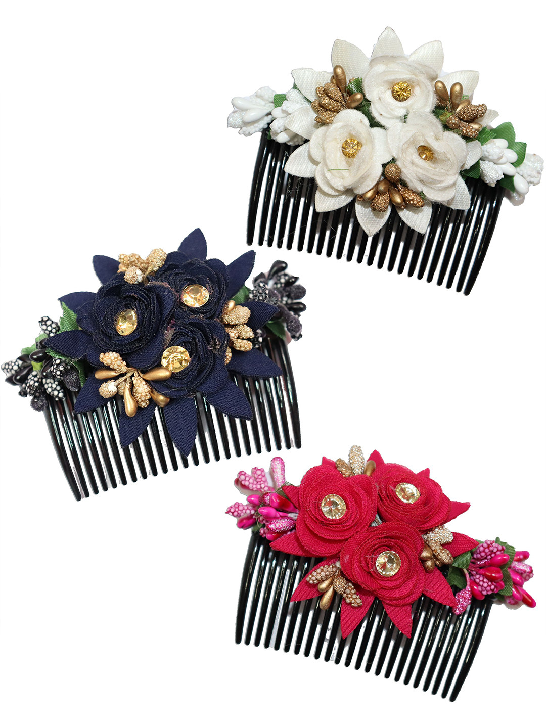 

VAGHBHATT Women Multicoloured Set Of 2 Comb Pin, Multi
