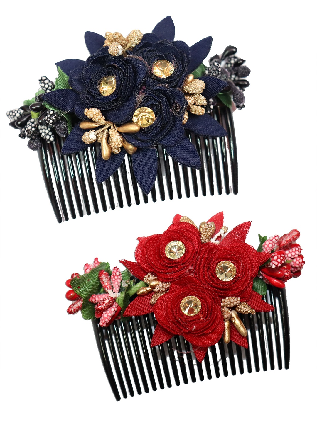 

VAGHBHATT Pack of 2 Women Navy Blue & Red Comb Pin