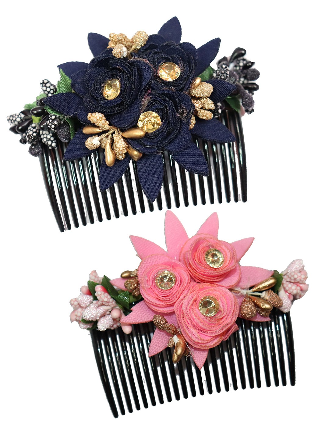 

VAGHBHATT Women Pink & Black Set of 2 Comb Pin