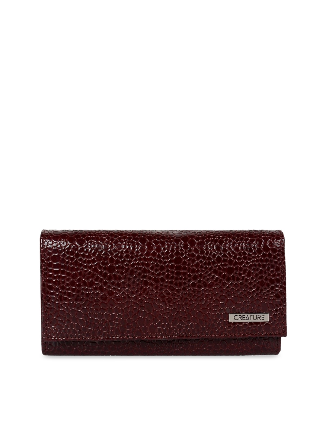 

Creature Women Maroon Textured Foldover Clutch