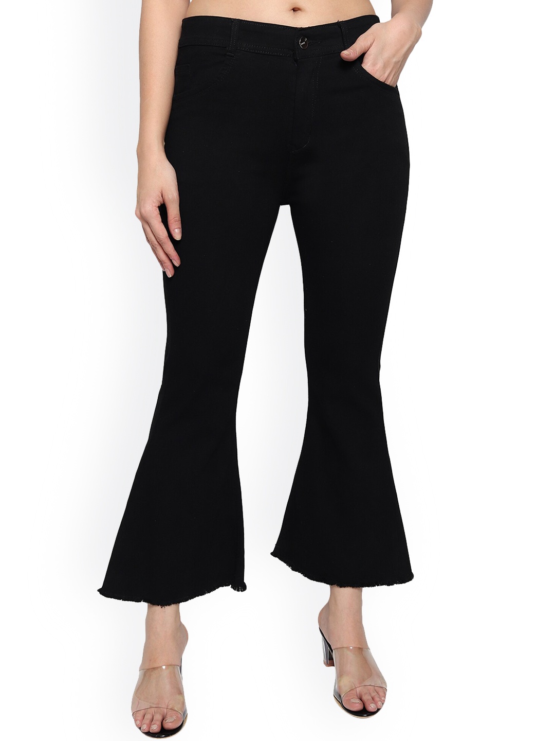 

LIVE OK Women Black Bootcut High-Rise Stretchable Jeans