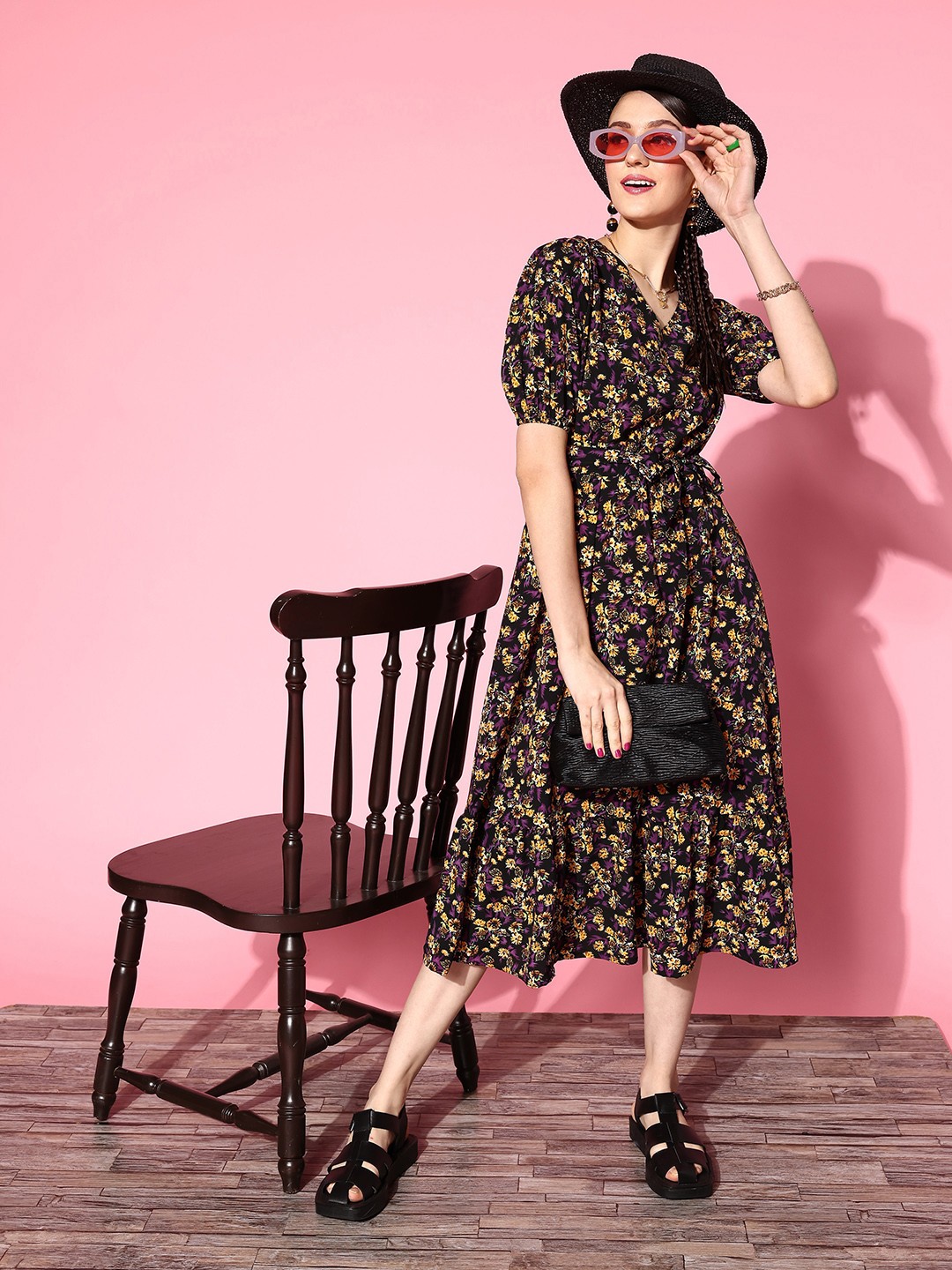 

plusS Women Navy Blue Floral Vacay Attire
