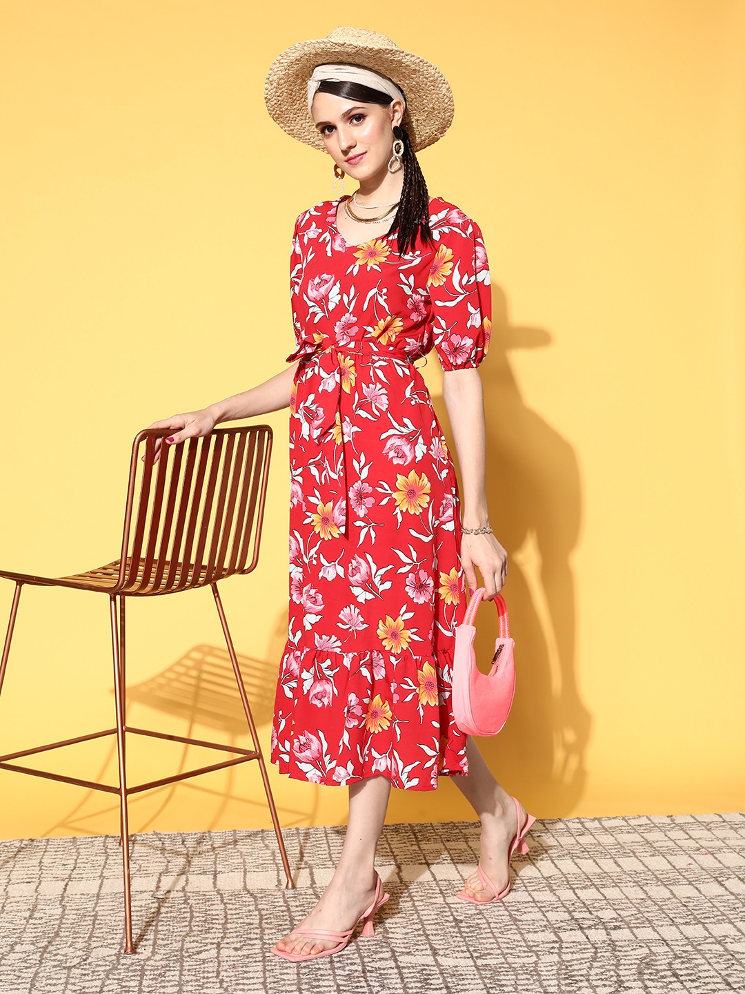 

plusS Women Red Floral Vacay Attire