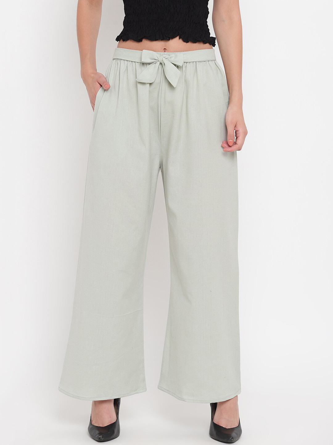 

Aawari Women Green High-Rise Trousers