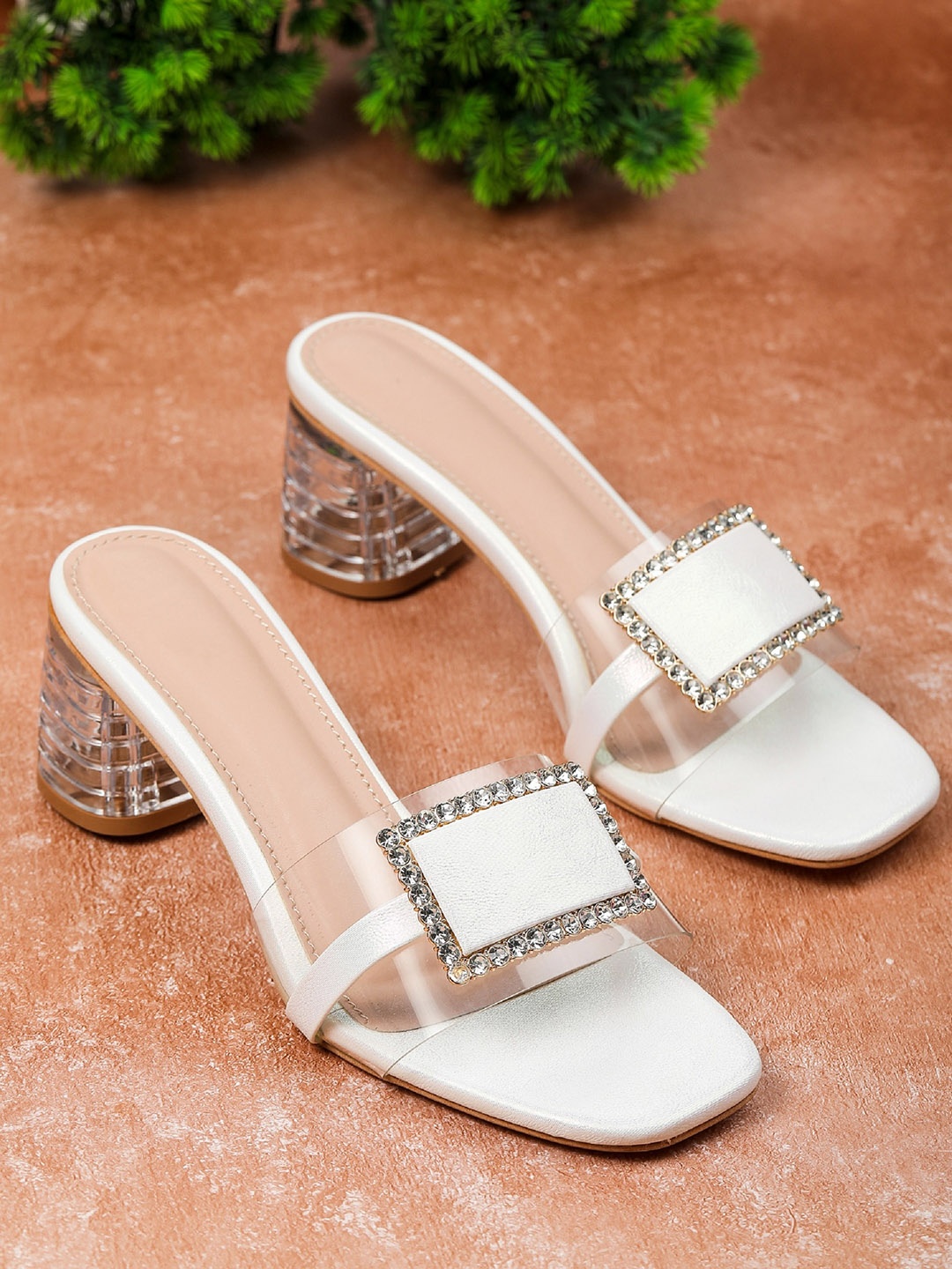 

H3F White Textured Party Block Sandals