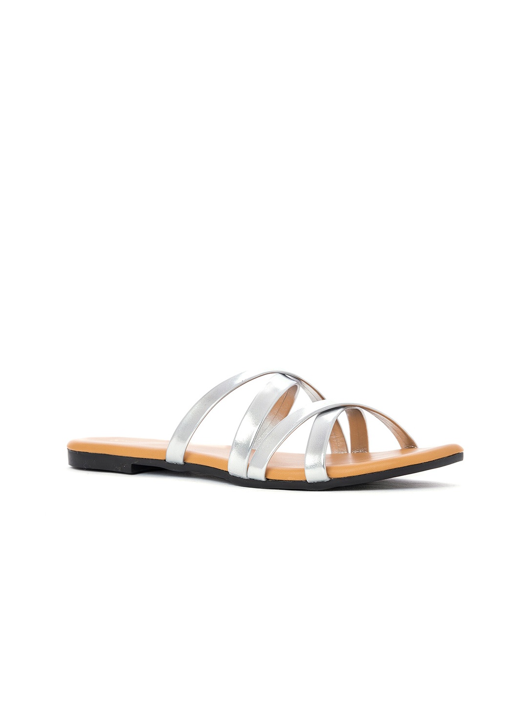 

Khadims Women Silver-Toned Open Toe Flats with Bows