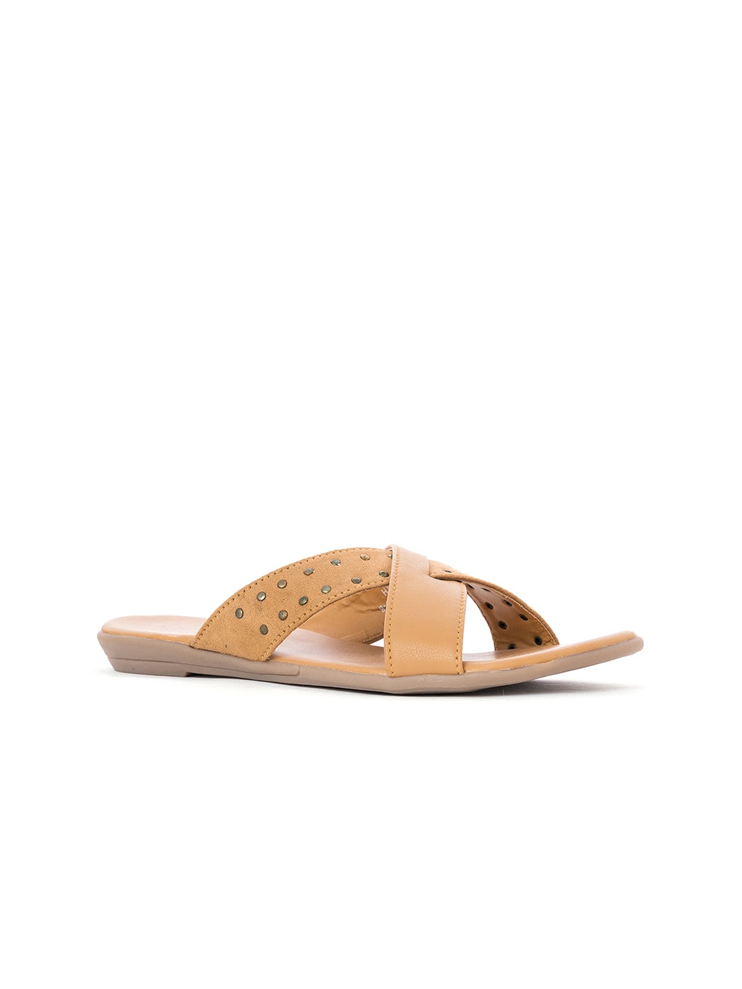 

Khadims Women Beige One Toe Flats with Laser Cuts