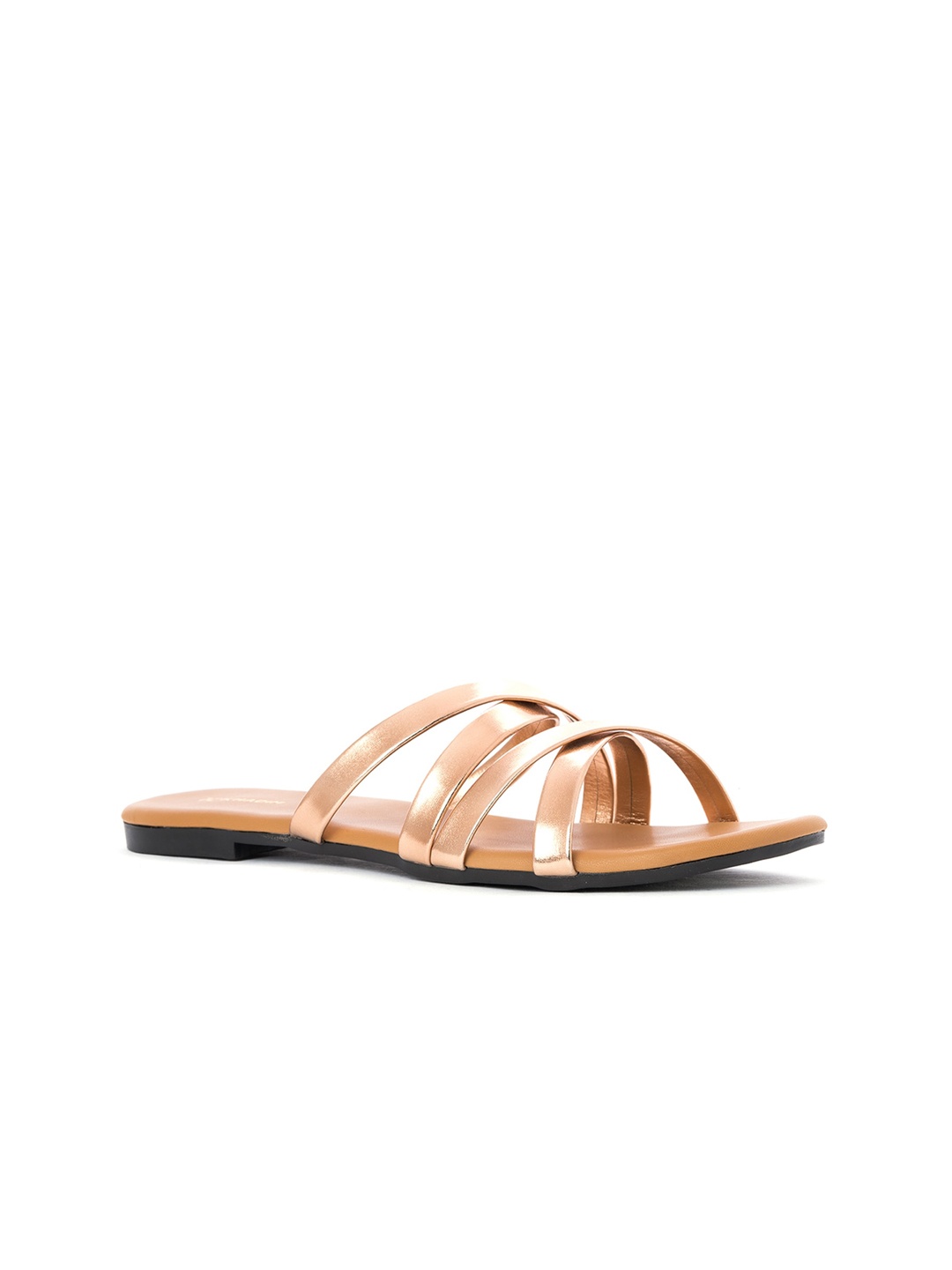 

Khadims Women Rose Gold Embellished Open Toe Flats