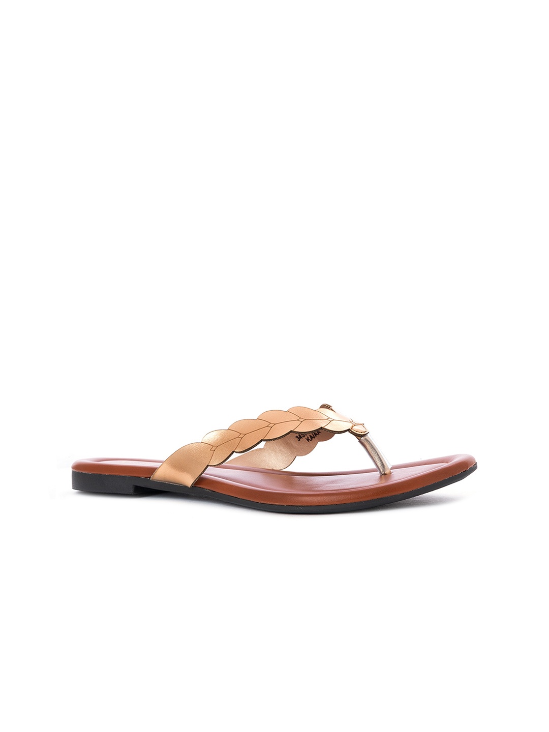 

Khadims Women Gold-Toned Open Toe Flats with Bows