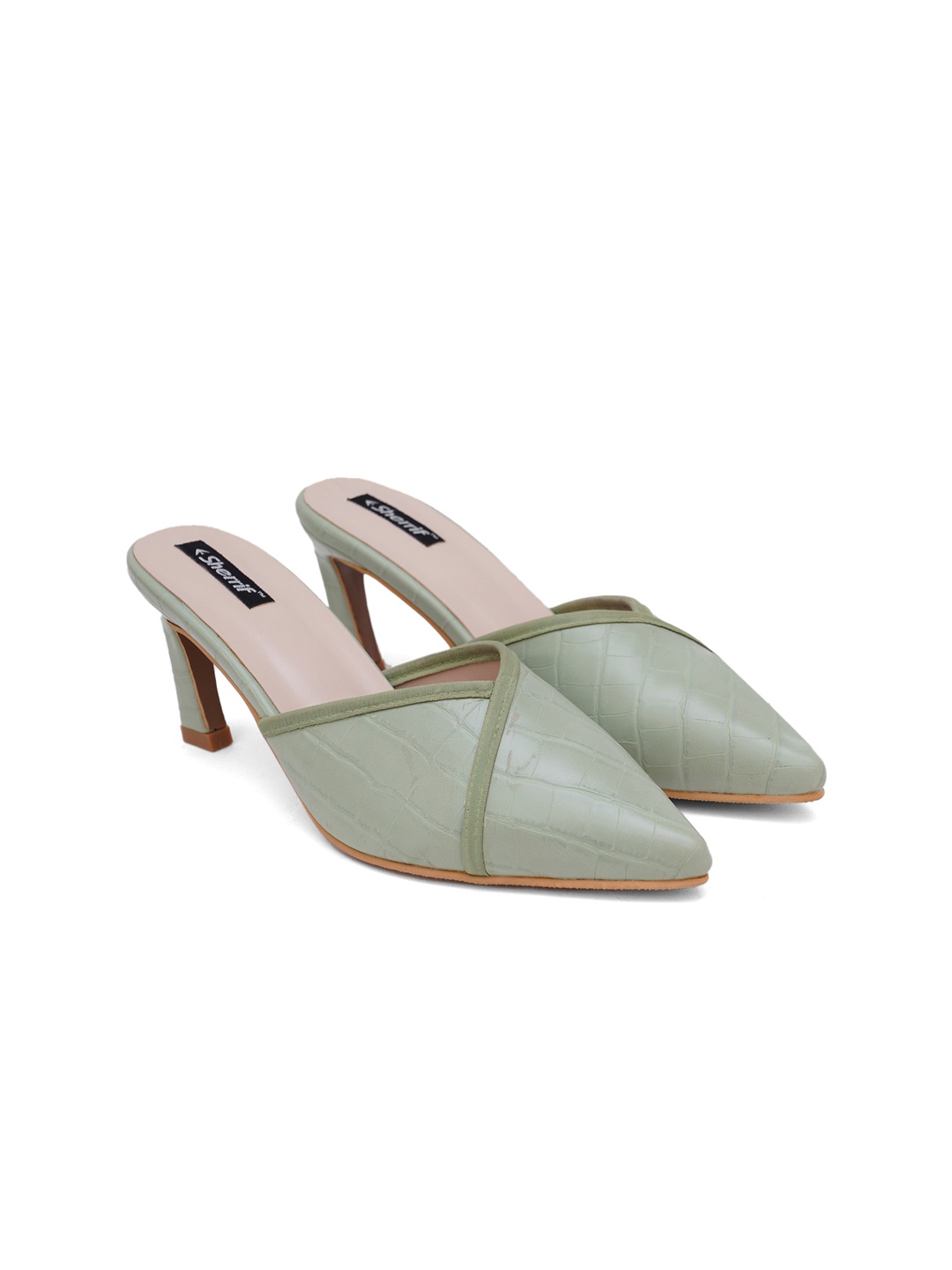 

Sherrif Shoes Green Party Block Mules