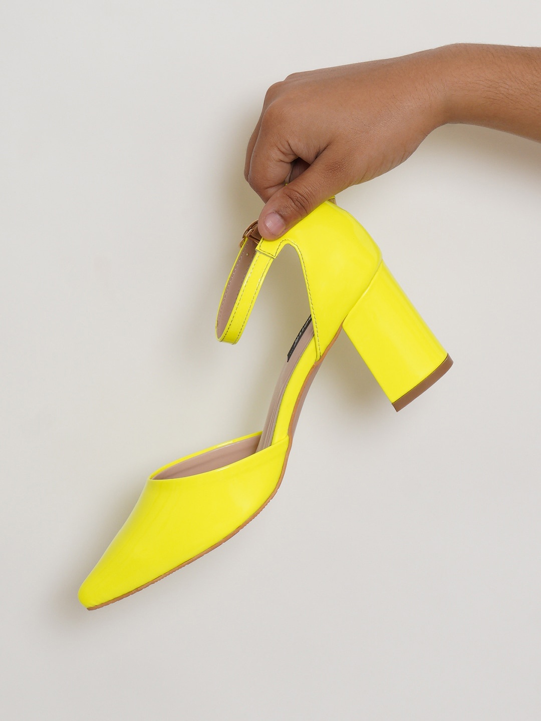 

Sherrif Shoes Green Colourblocked Party Block Pumps with Buckles