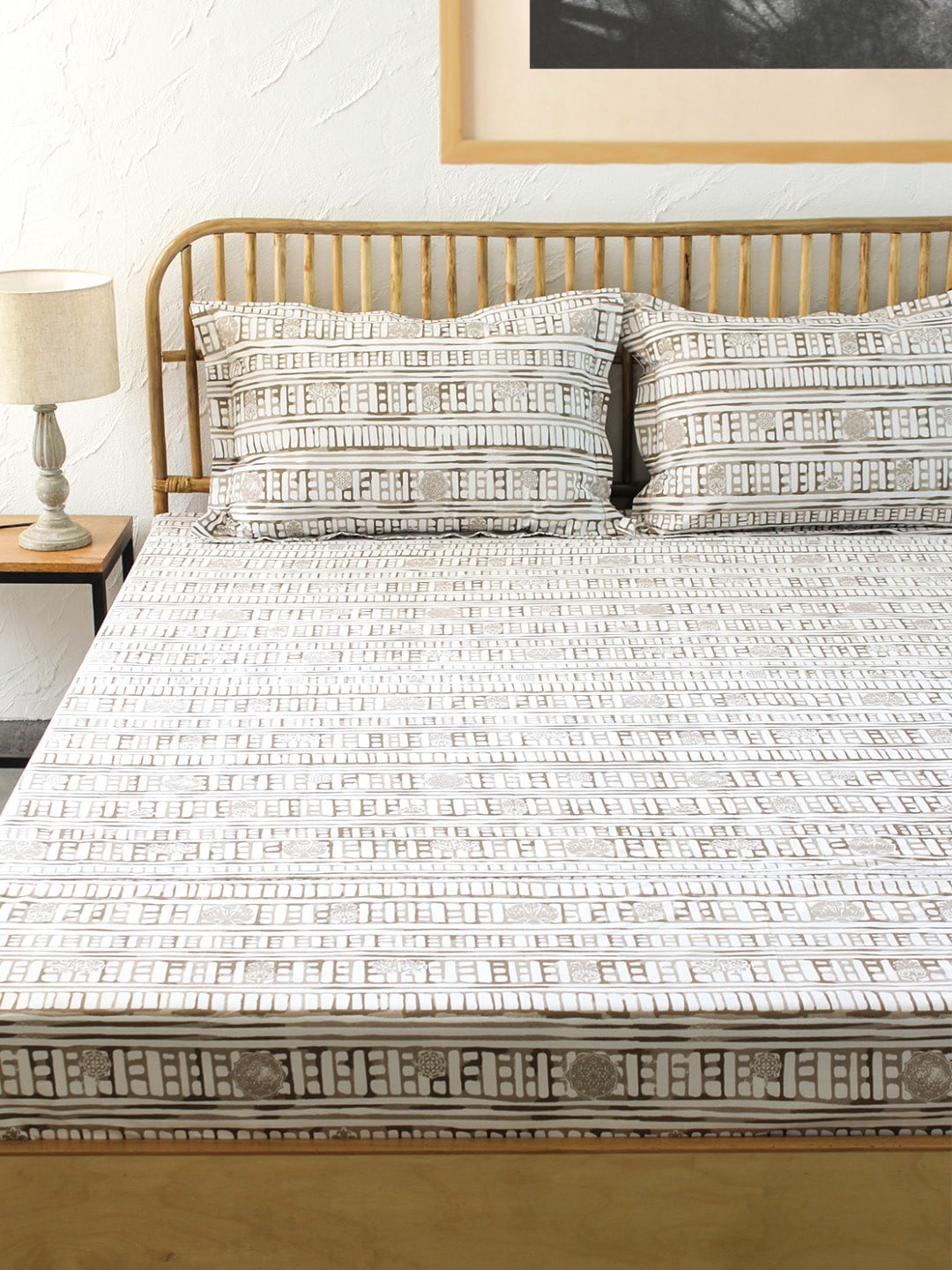 

House This Grey Printed Double Queen Cotton Bedding Set