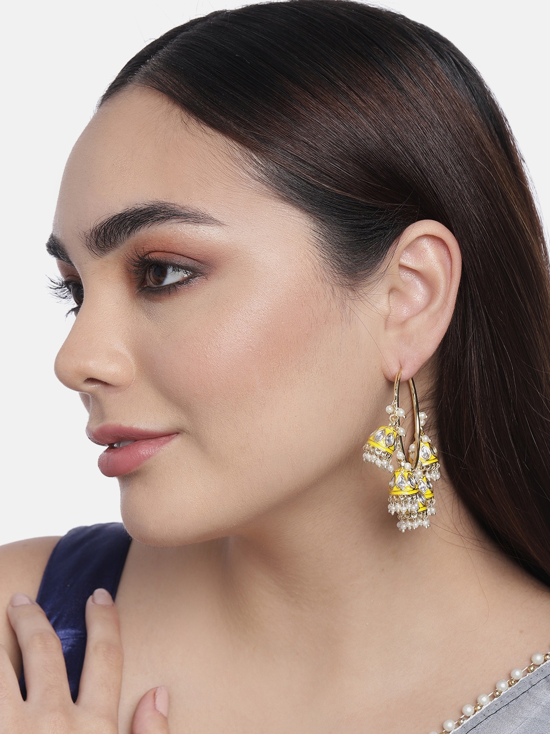 

LAIDA Yellow & Gold-Toned Circular Hoop Earrings