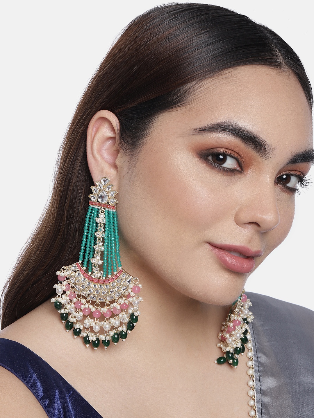 

LAIDA Green & Pink Contemporary Drop Earrings