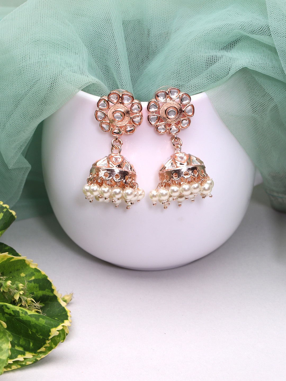 

LAIDA Rose Gold Dome Shaped Jhumkas Earrings