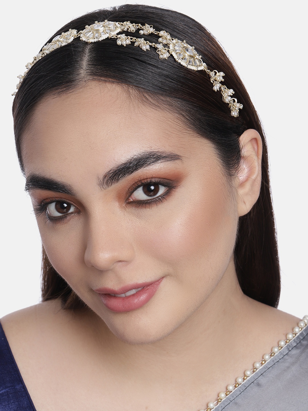 

LAIDA Gold-Plated and White Kundan Studded Mathapatti