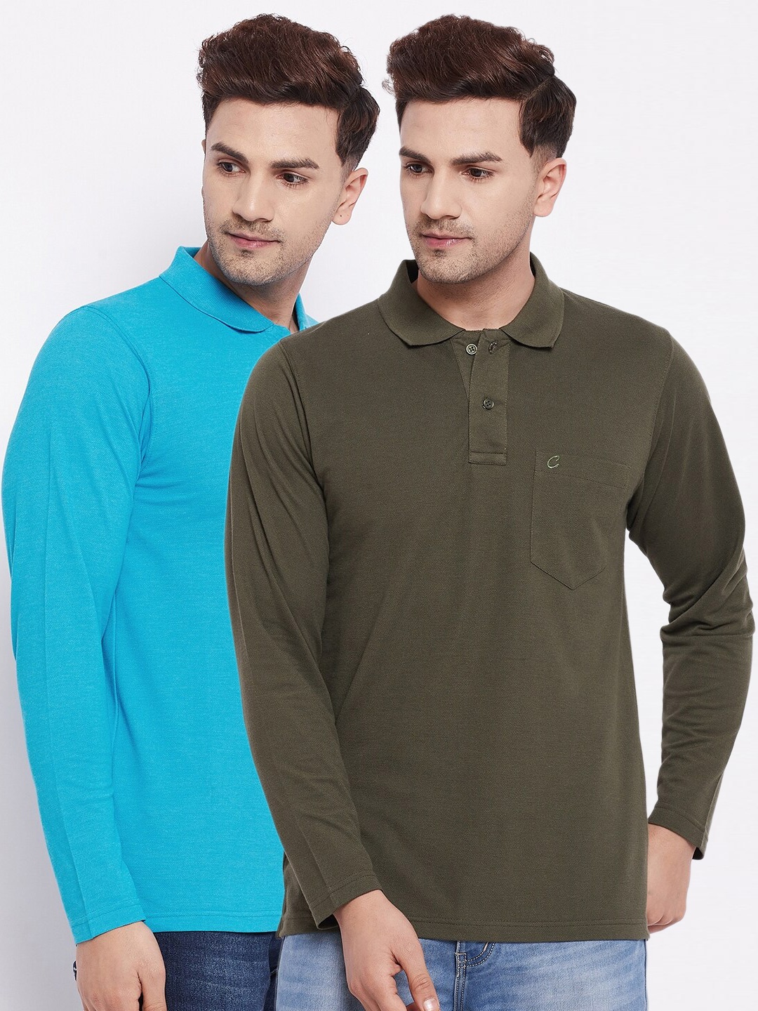 

Camey Men Olive Green 2 Polo Collar T-shirt