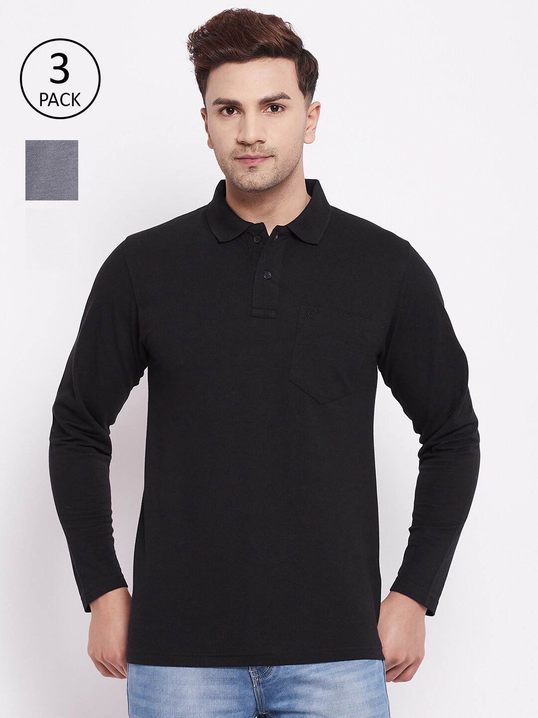 

Camey Men Black 3 Polo Collar T-shirt