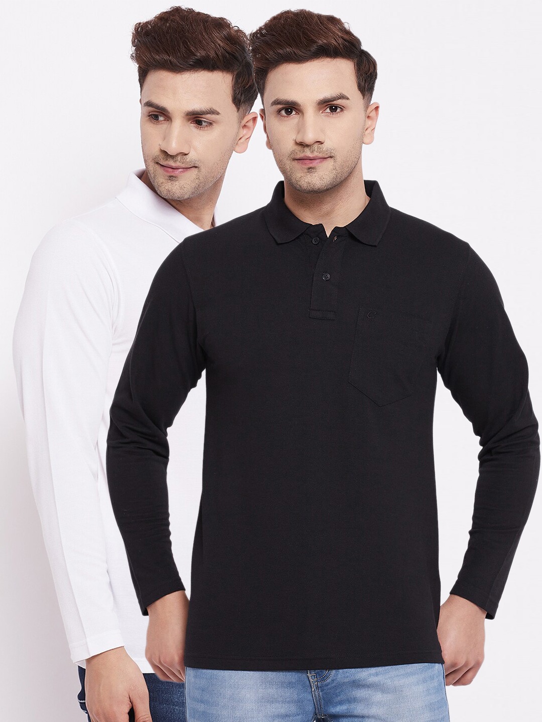 

Camey Men White 2 Polo Collar T-shirt