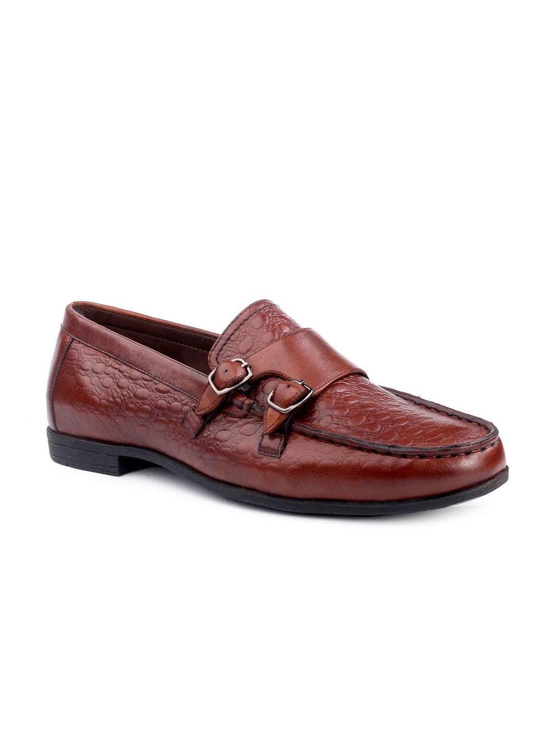 

One8 Men Brown Solid Pure Genuine Leather Formal Monk Shoes