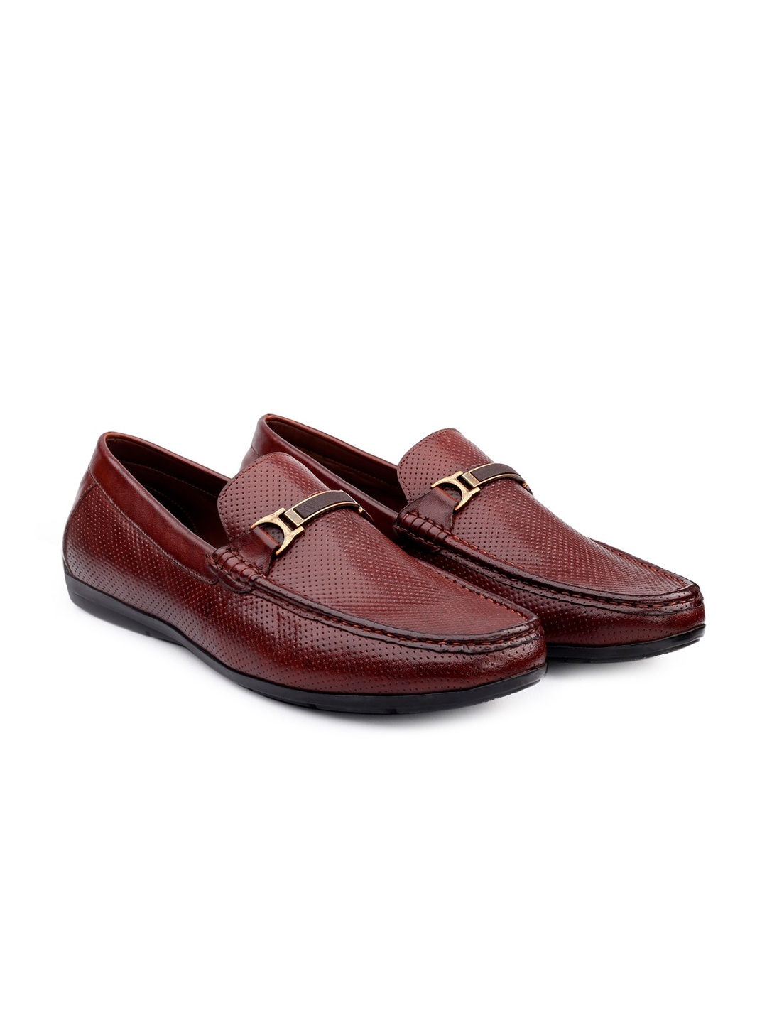 

One8 Men Brown Solid Genuine Leather Formal Loafers