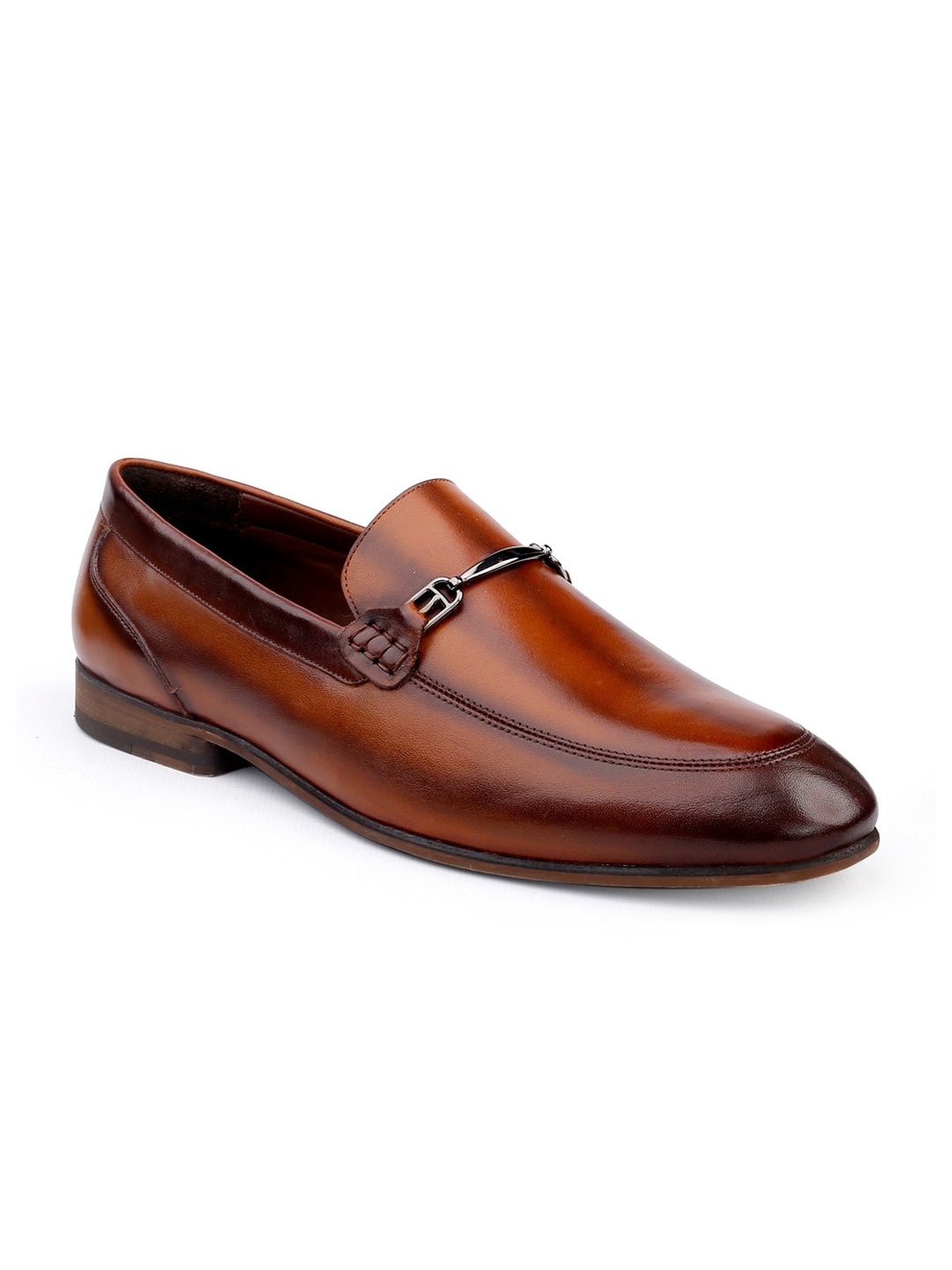 

One8 Men Tan Solid Genuine Leather Formal Loafers