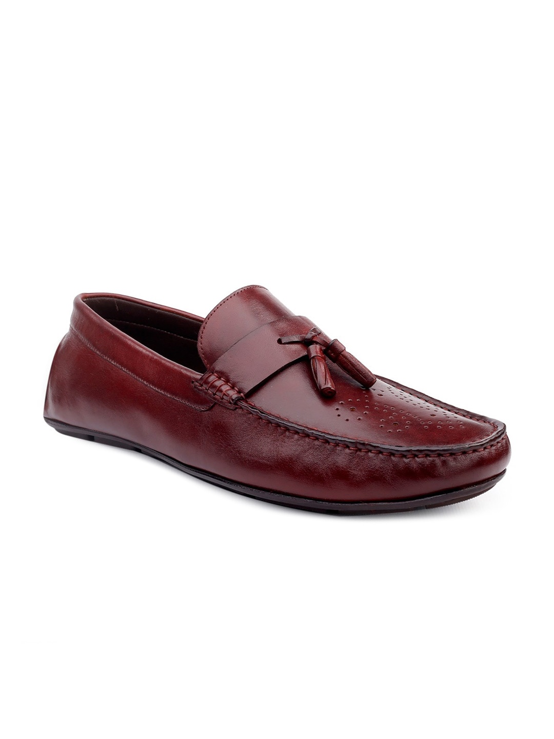 

One8 Men Burgundy Solid Genuine Leather Formal Loafers