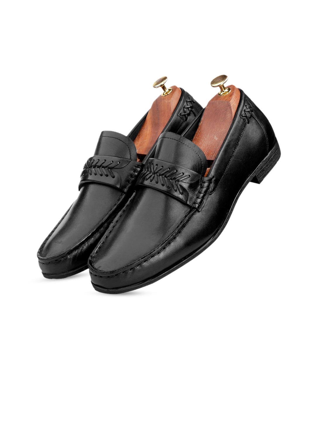 

One8 Men Black Solid Leather Formal Loafers