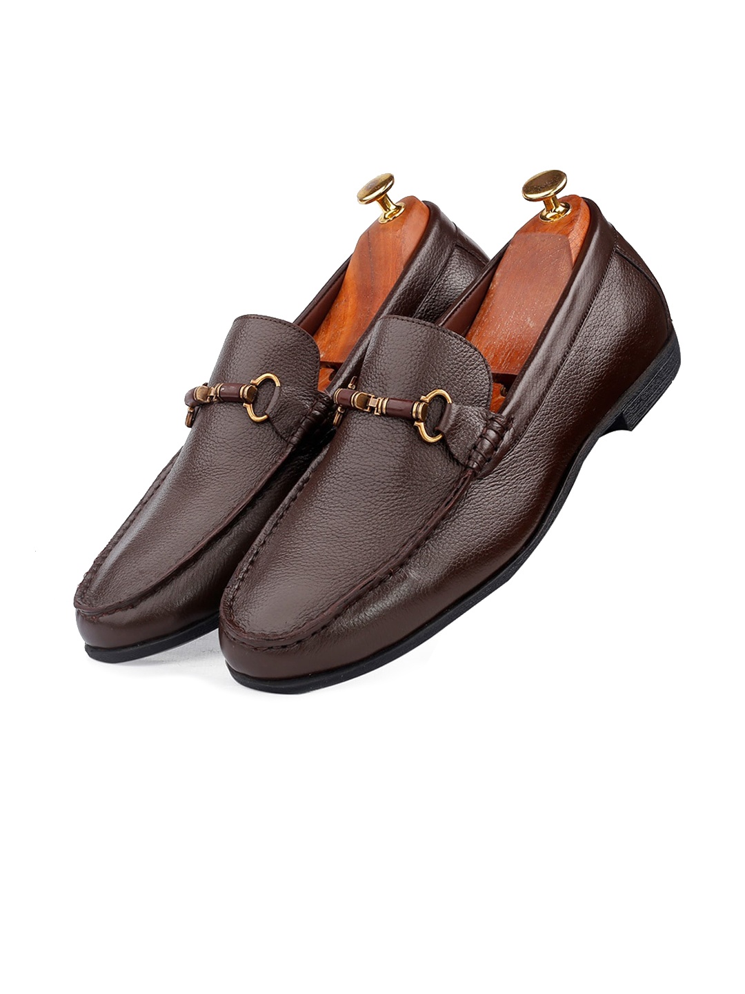 

One8 Men Brown Textured Horsebit Loafers