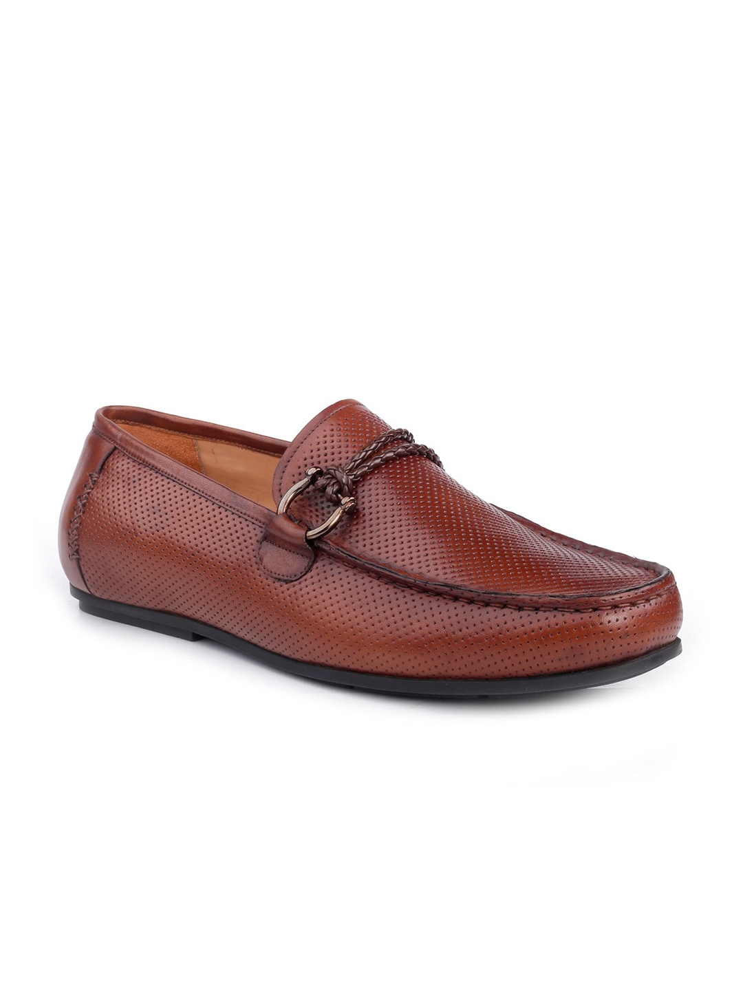 

One8 Men Tan Solid Genuine Leather Formal Loafers