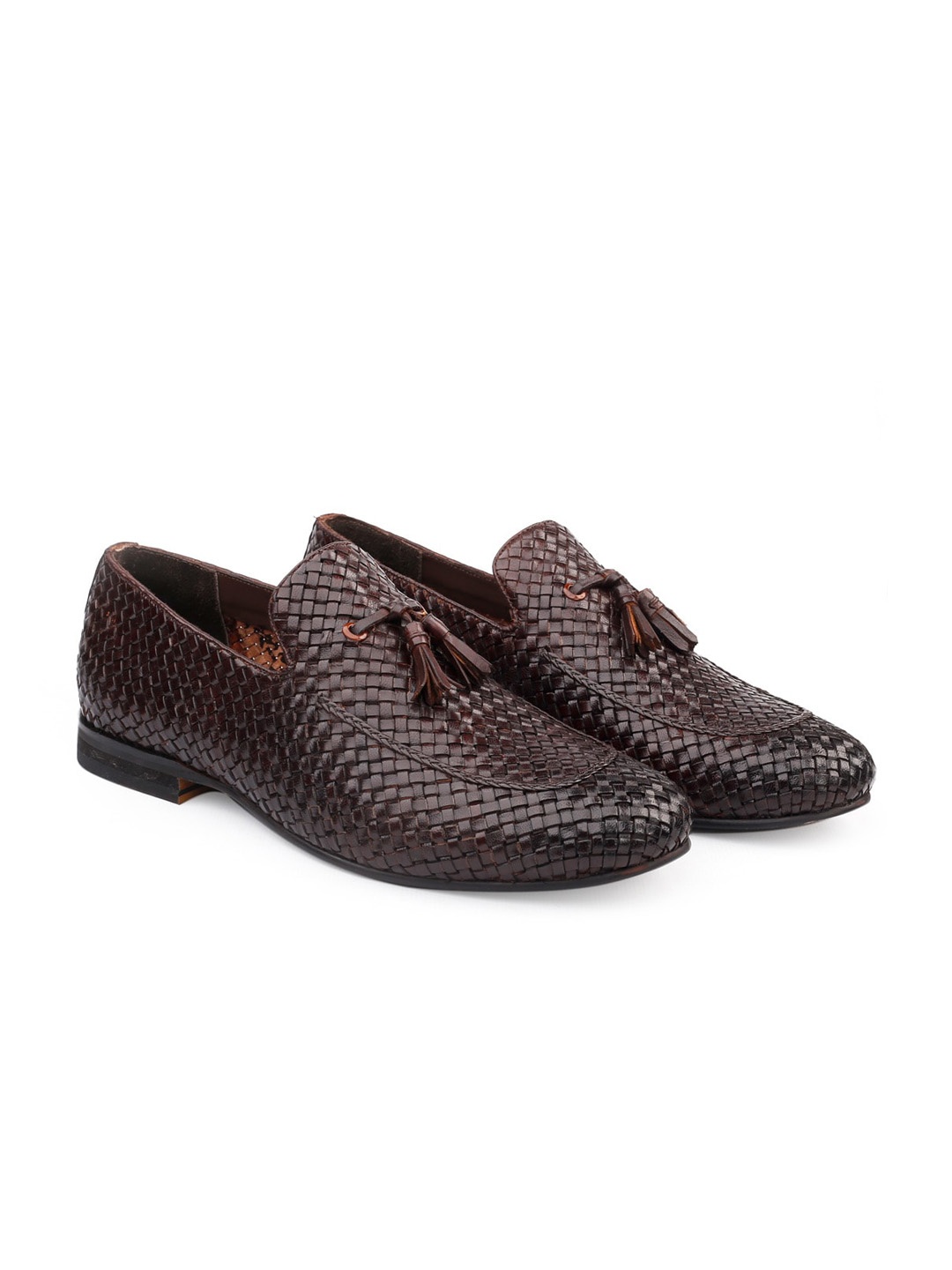 

One8 Men Brown Solid Genuine Leather Formal Loafers