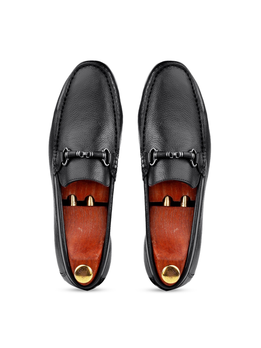 

One8 Men Black Solid Leather Formal Loafers
