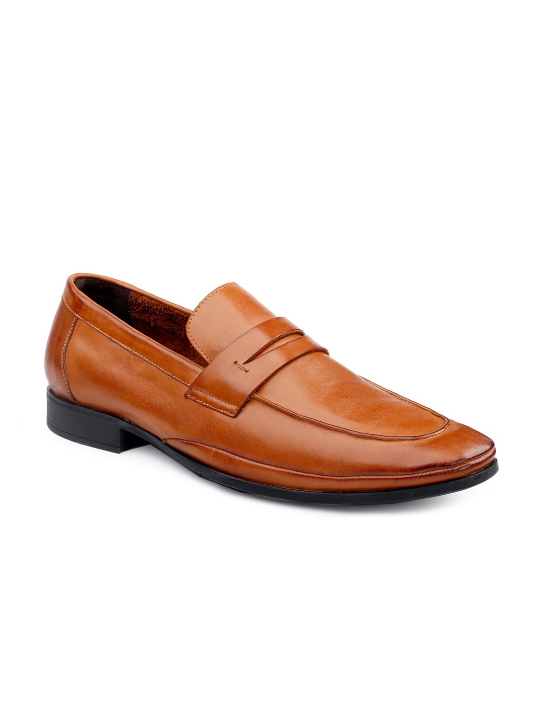 

One8 Men Tan Solid Leather Formal Loafers