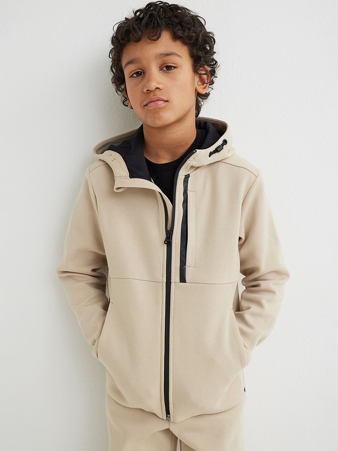 

H&M Boys Beige Solid Track Jacket