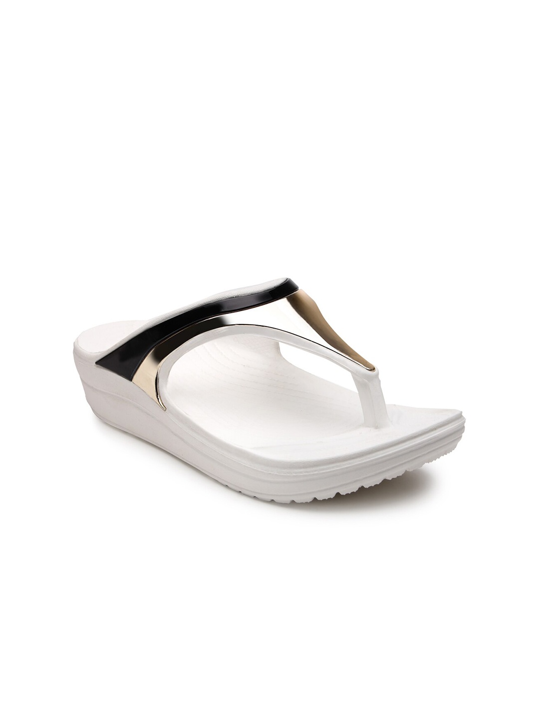 

DA NATURO ITALY Women White & Black Rubber Slip-On