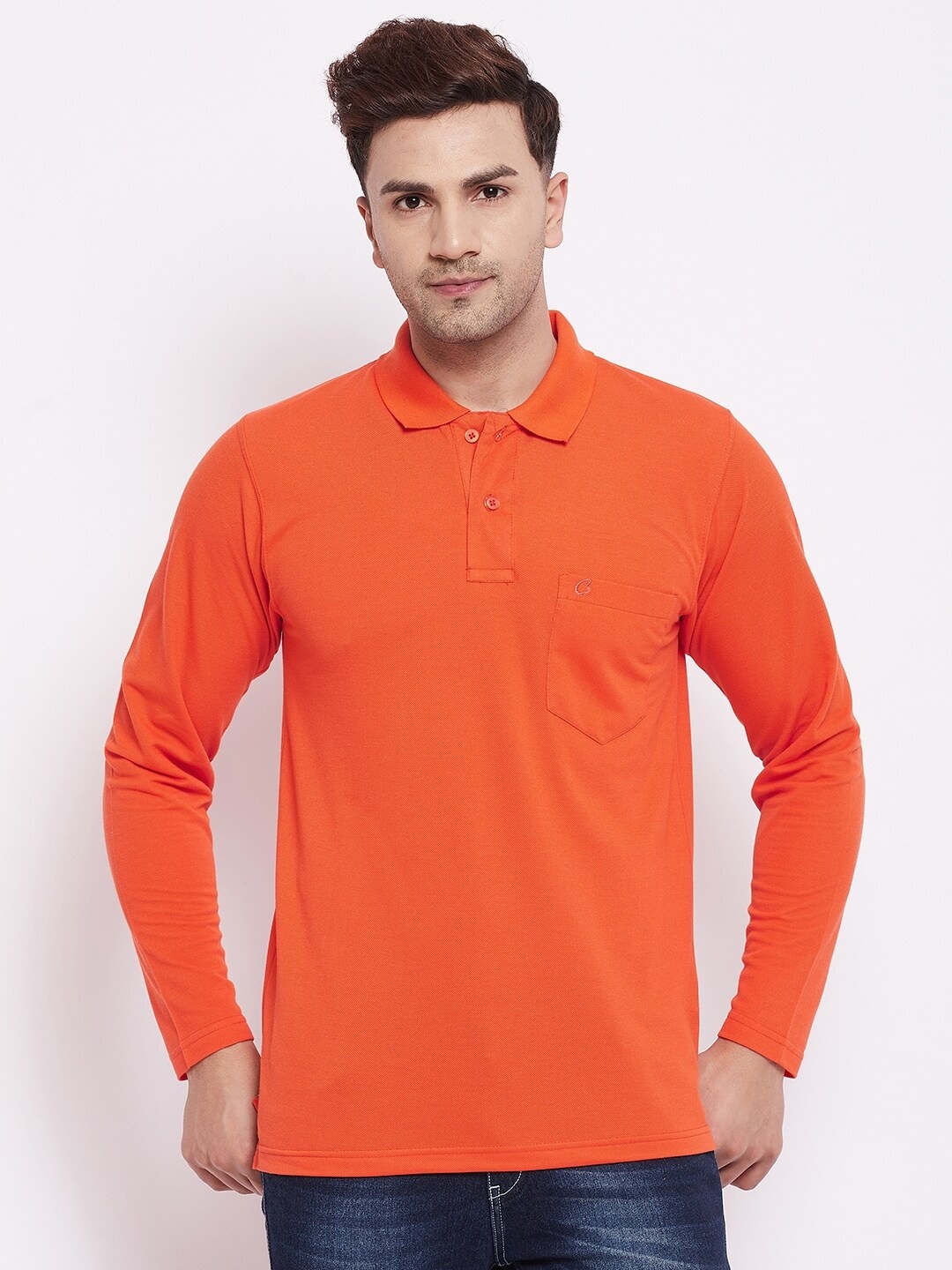 

Camey Men Orange Polo Collar T-shirt