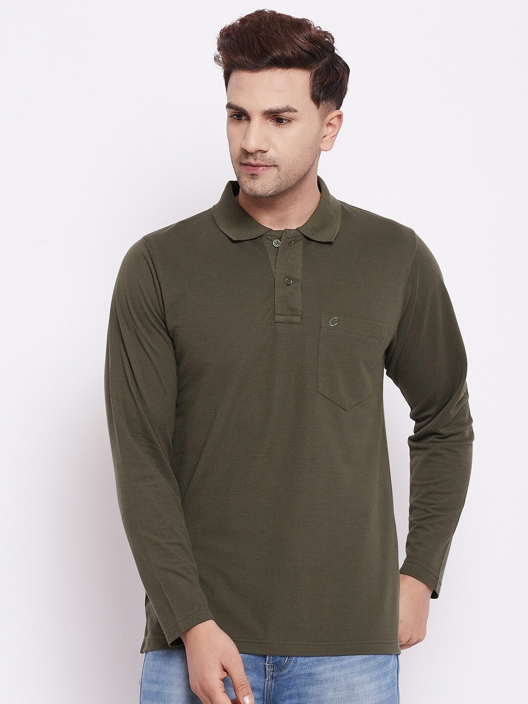 

Camey Men Olive Green Polo Collar T-shirt