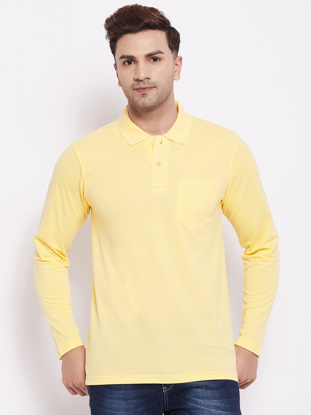 

Camey Men Yellow Polo Collar T-shirt