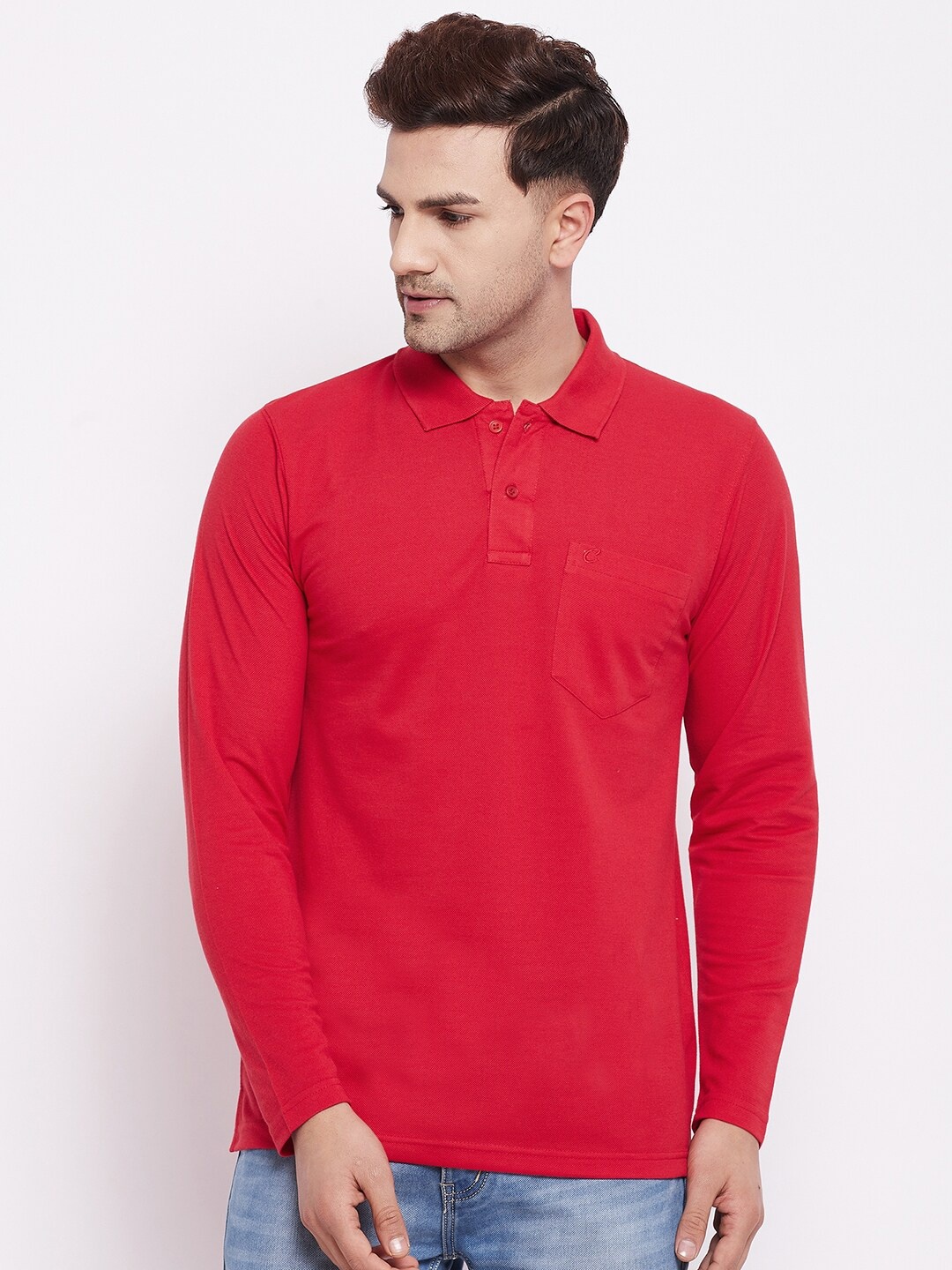 

Camey Men Red Polo Collar T-shirt