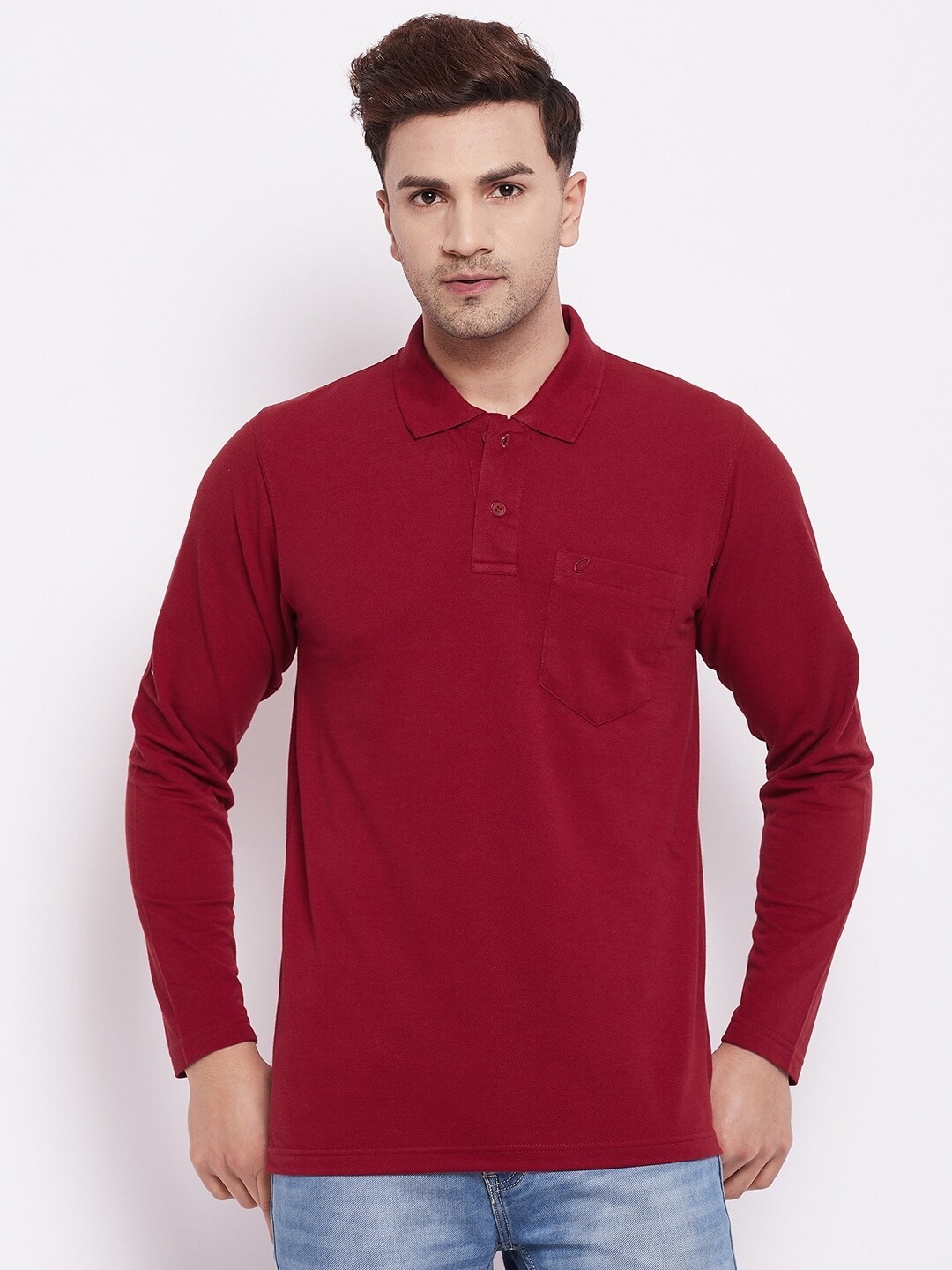 

Camey Men Coffee Brown Polo Collar T-shirt