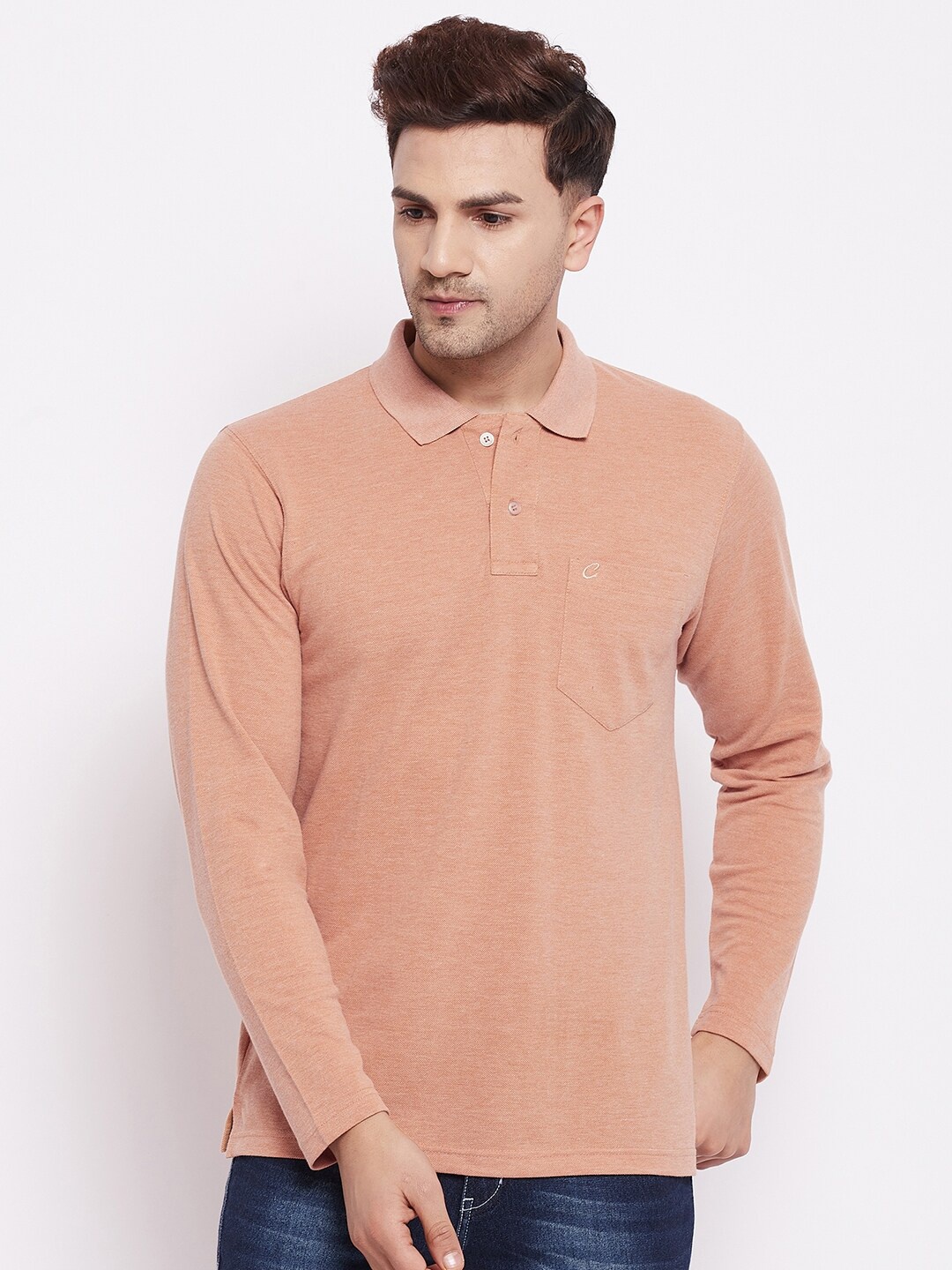 

Camey Men Cream-Coloured Polo Collar T-shirt