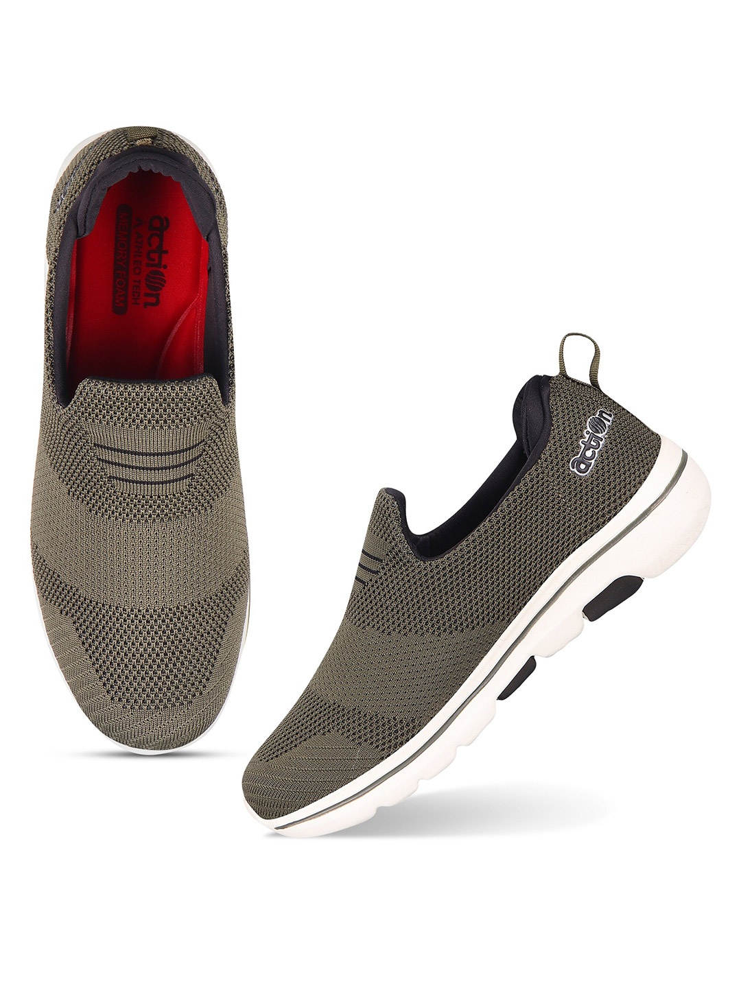 

Action Men Olive Green Mesh Running Shoes