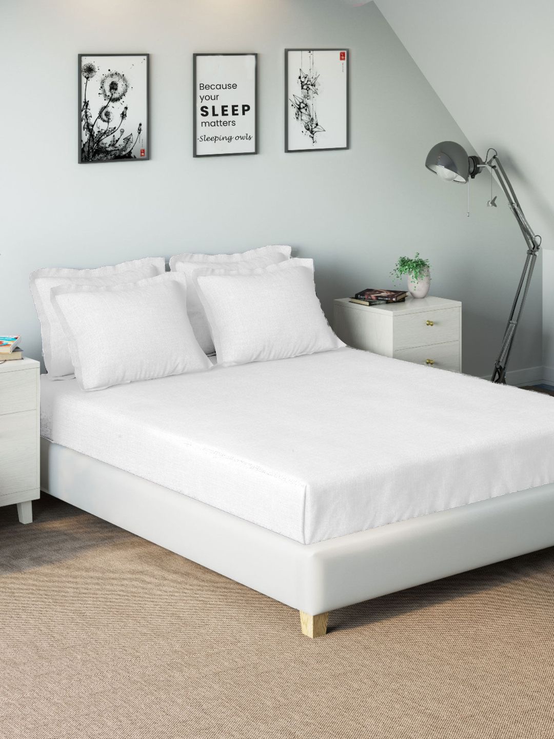

Sleeping Owls- because your sleep matters Unisex White Bedsheets