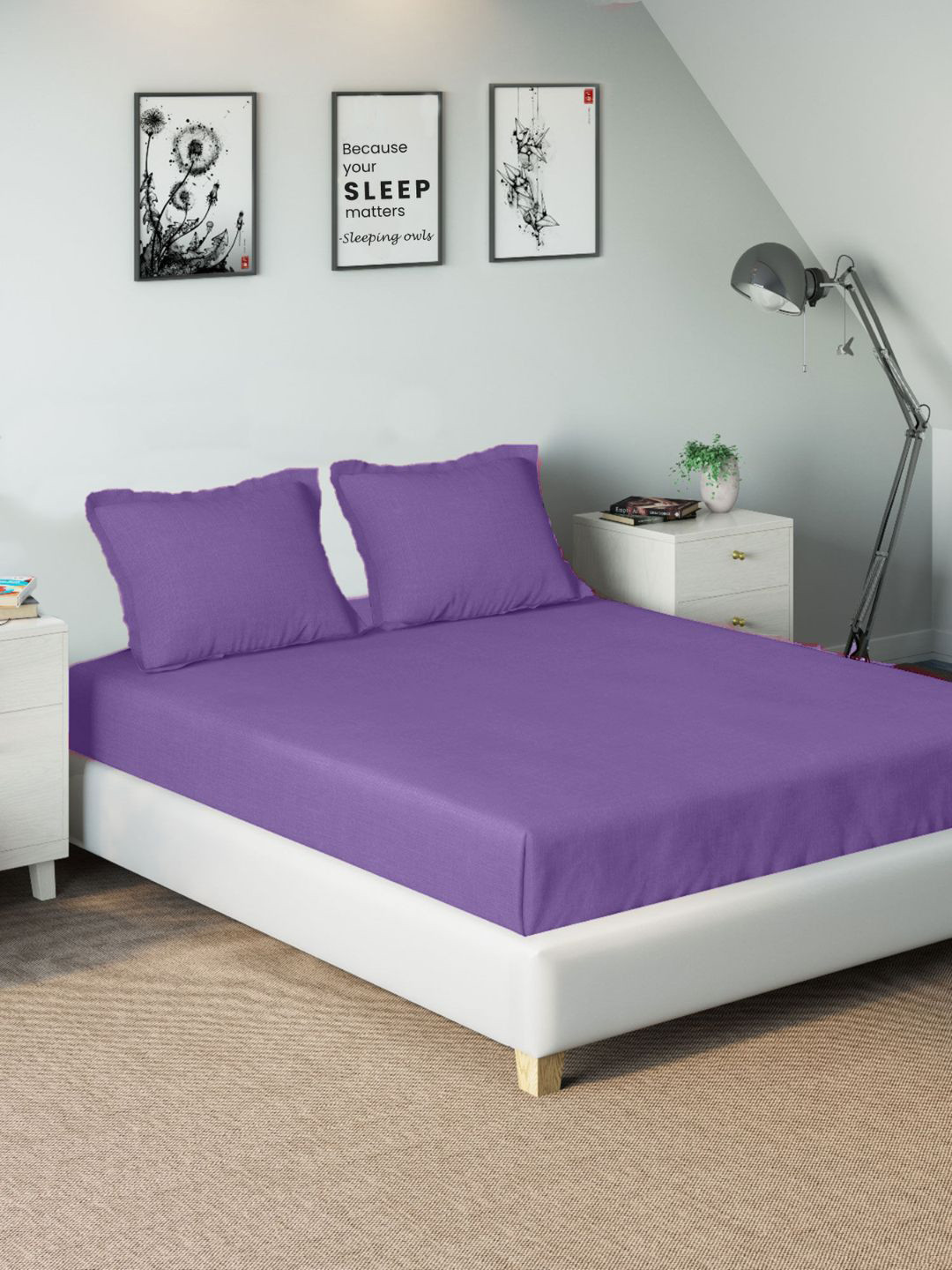 

Sleeping Owls- because your sleep matters Unisex Lavender Bedsheets