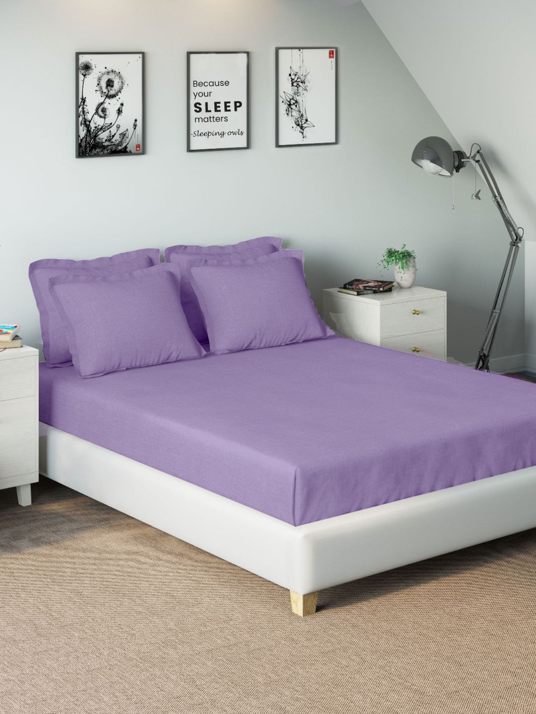 

Sleeping Owls- because your sleep matters Unisex Lavender Bedsheets