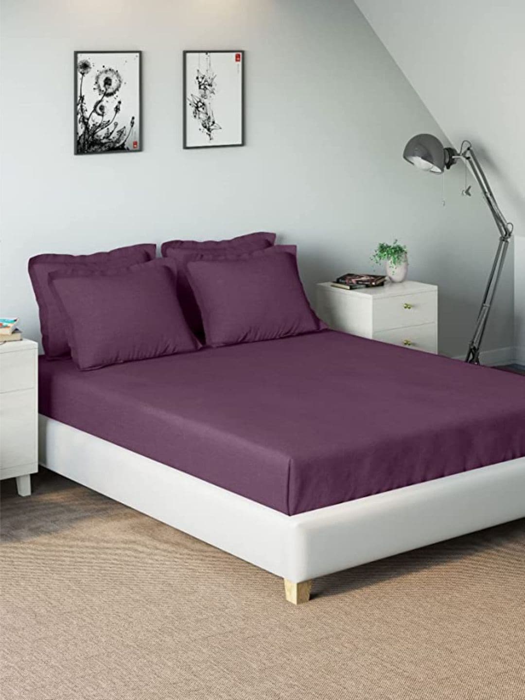 

Sleeping Owls- because your sleep matters Unisex Purple Bedsheets