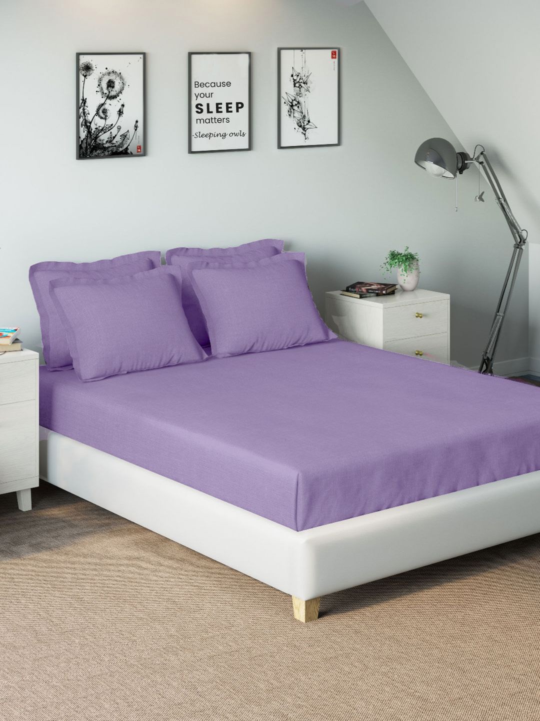 

Sleeping Owls- because your sleep matters Unisex Lavender Bedsheets